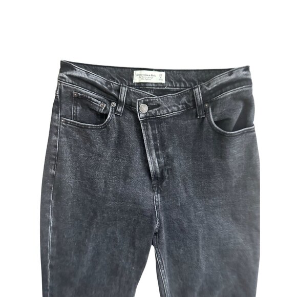 ABERCROMBIE & FITCH  The 90s Slim Straight Ultra High Rise Gray Jeans Sz 27 US 4 - Picture 3 of 8